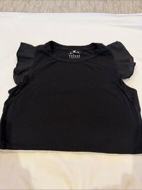 Velvet by Graham & Spencer Black Ruffle Sleeve Tee